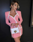 Blazer Robe Rose Double Boutonnage Forme Bustier - Paris Deluxe