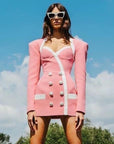 Blazer Robe Rose Double Boutonnage Forme Bustier - Paris Deluxe