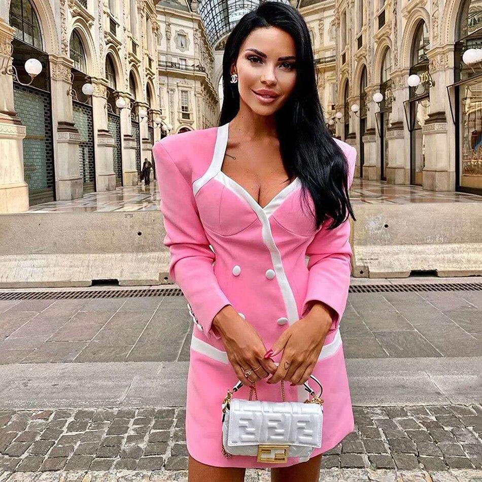 Blazer Robe Rose Double Boutonnage Forme Bustier - Paris Deluxe