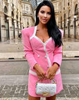Blazer Robe Rose Double Boutonnage Forme Bustier - Paris Deluxe