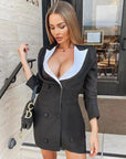 Blazer Robe Sexy Bodycon Col Plongeant / Double Boutonnage - Paris Deluxe