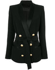 Blazer Rose avec Ceinture Col en Châle - Paris Deluxe