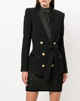 Blazer Rose avec Ceinture Col en Châle - Paris Deluxe