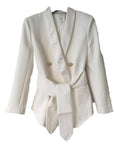 Blazer Rose avec Ceinture Col en Châle - Paris Deluxe