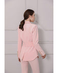 Blazer Rose avec Ceinture Col en Châle - Paris Deluxe