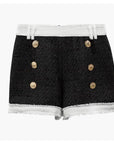Deux Pièces Gris Short & Cardigan Gris & Boutons Dorés - Paris Deluxe