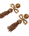 Dolce & Gabbana Gold Dangling Crystals Long Clip-On Jewelry Earrings - Paris Deluxe