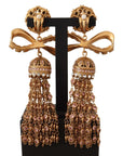 Dolce & Gabbana Gold Dangling Crystals Long Clip-On Jewelry Earrings - Paris Deluxe
