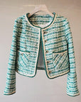 Ensemble Deux Pièces Tweed Vert Mini Jupe Taille Haute Look Paris - Paris Deluxe