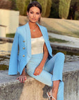Ensemble Tailleur Bleu Cotton Léger Boutons Dorés - Paris Deluxe