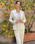 Ensemble Tailleur Deux Pièces Blanc Cassé Coupe Regular - Paris Deluxe