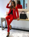 Ensemble Tailleur Deux Pièces Rouge - Paris Deluxe