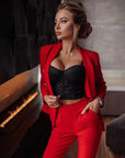 Ensemble Tailleur Deux Pièces Rouge - Paris Deluxe
