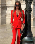Ensemble Tailleur Deux Pièces Rouge - Paris Deluxe