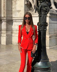Ensemble Tailleur Deux Pièces Rouge - Paris Deluxe