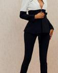 Ensemble Tailleur Noir Fermeture En Crochet Coupe Regular - Paris Deluxe