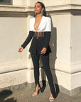 Ensemble Tailleur Noir Fermeture En Crochet Coupe Regular - Paris Deluxe