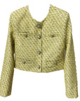 Ensemble Trois Pièces Tweed Jaune Boutons Crystal - Paris Deluxe