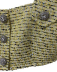 Ensemble Trois Pièces Tweed Jaune Boutons Crystal - Paris Deluxe