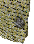 Ensemble Trois Pièces Tweed Jaune Boutons Crystal - Paris Deluxe