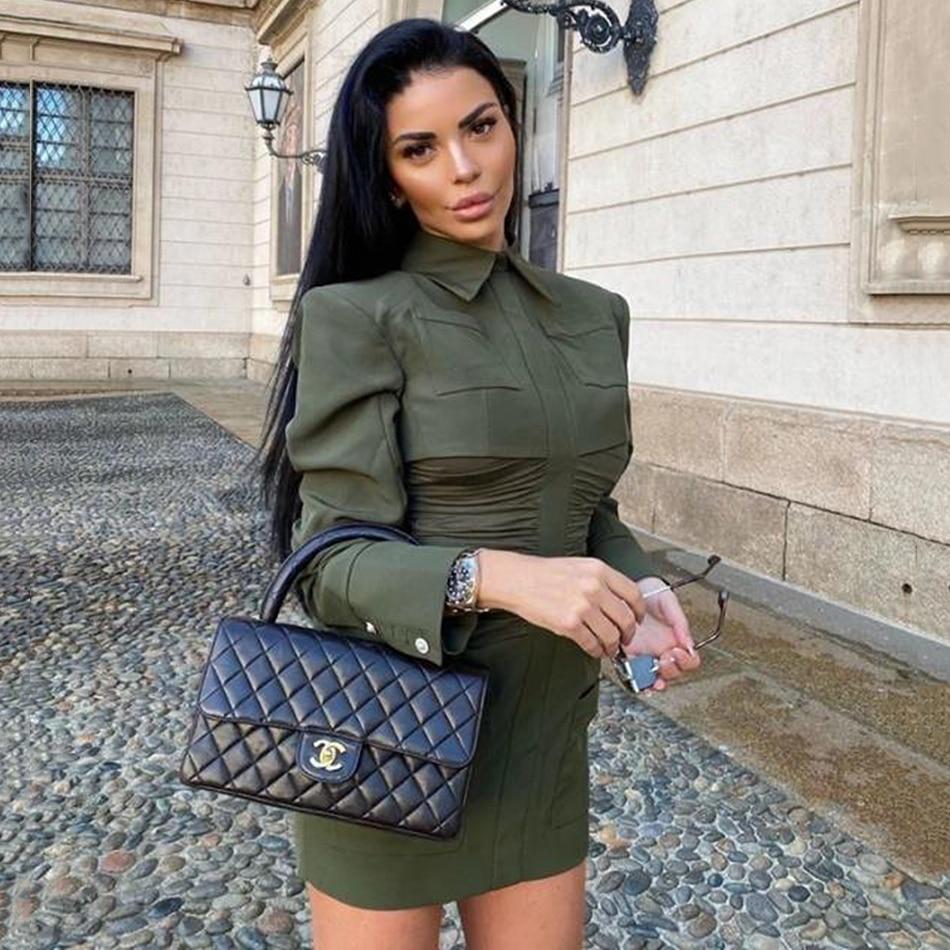 Robe Courte Verte Col Polo Boutonnages Poignets Style Oakland - Paris Deluxe