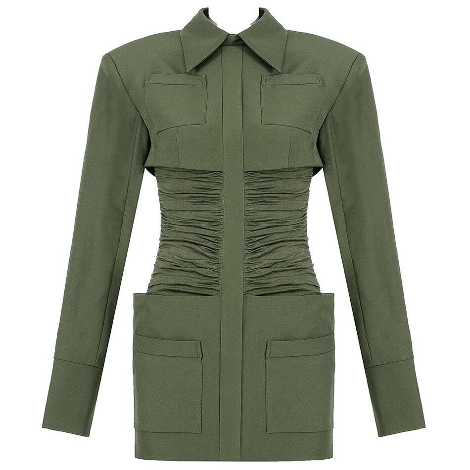 Robe Courte Verte Col Polo Boutonnages Poignets Style Oakland - Paris Deluxe