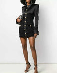 Robe Midi Tweed Noir Manche Longue - Paris Deluxe