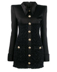 Robe Midi Tweed Noir Manche Longue - Paris Deluxe