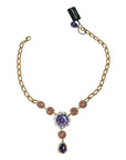 Dolce & Gabbana Elegant Gold Crystal Floral Charm Necklace
