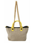 Dolce & Gabbana Beige Linen-Calf Tote with Gold Chain