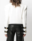 Veste Blanche avec Bandage Noir Boutons Lion Sur Poignetss - Paris Deluxe