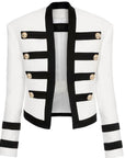 Veste Blanche avec Bandage Noir Boutons Lion Sur Poignetss - Paris Deluxe