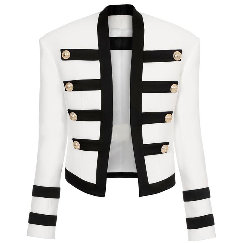 Veste Blanche avec Bandage Noir Boutons Lion Sur Poignetss - Paris Deluxe