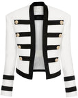 Veste Blanche avec Bandage Noir Boutons Lion Sur Poignetss - Paris Deluxe