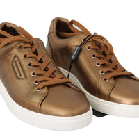 Dolce & Gabbana Golden Metallic Leather Sneakers