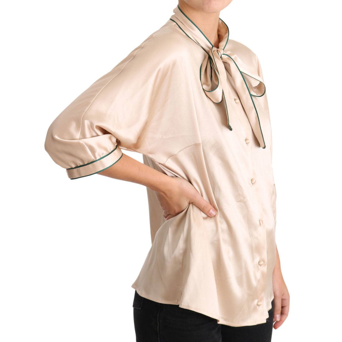 Dolce & Gabbana Elegant Beige Silk Blend Blouse Top