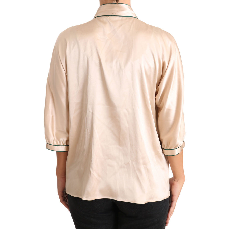 Dolce & Gabbana Elegant Beige Silk Blend Blouse Top