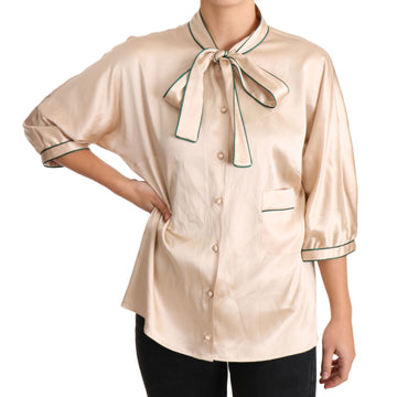 Dolce & Gabbana Elegant Beige Silk Blend Blouse Top