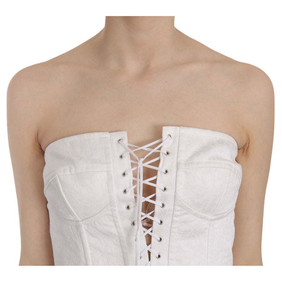 Dolce & Gabbana Elegant White Strapless Corset Top