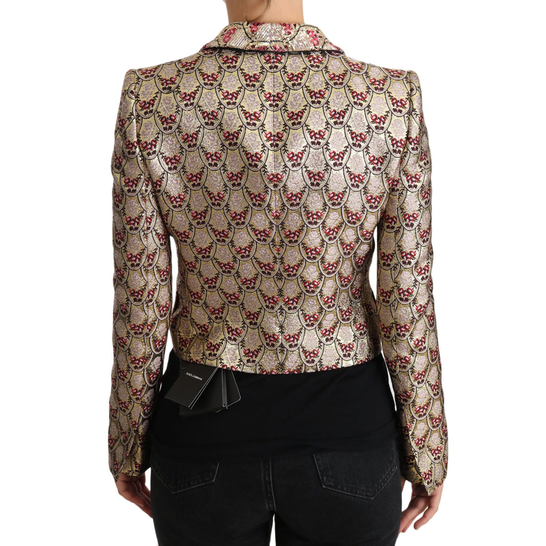 Dolce & Gabbana Glittering Gold Floral Sequined Blazer Jacket