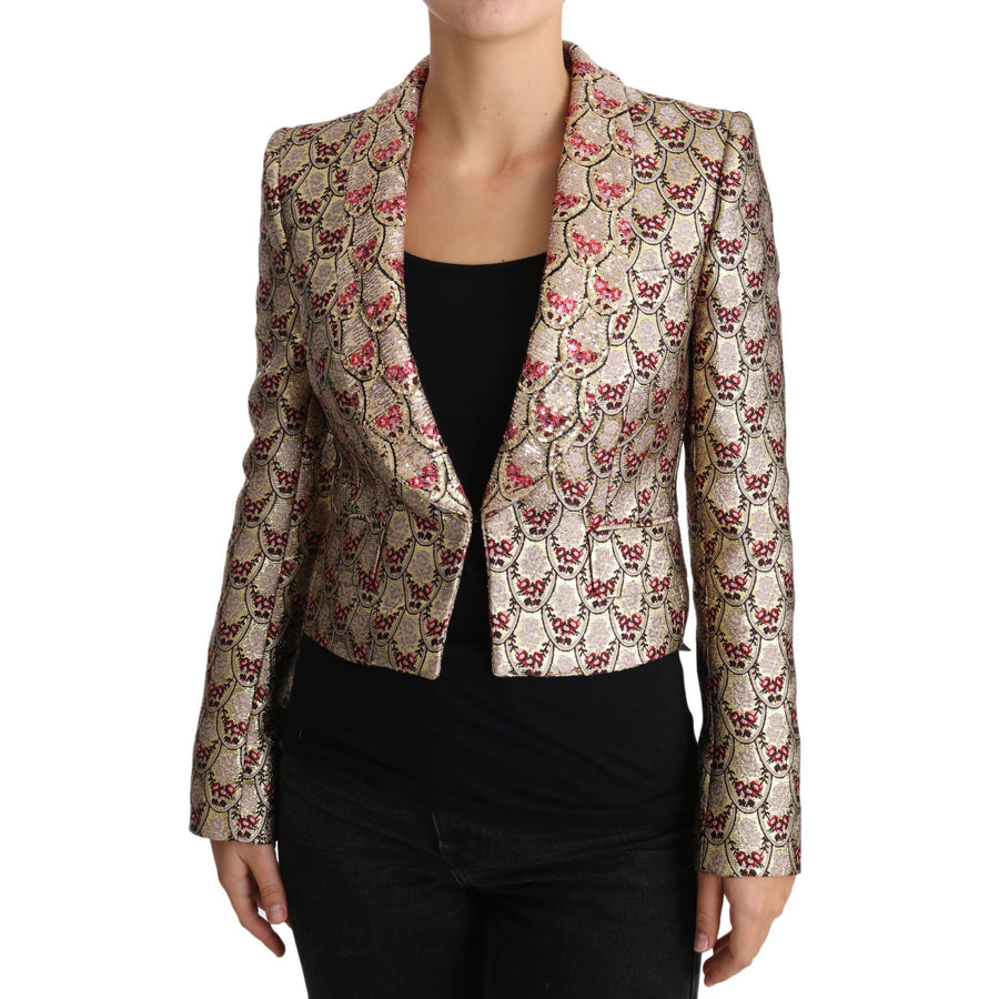 Dolce & Gabbana Glittering Gold Floral Sequined Blazer Jacket