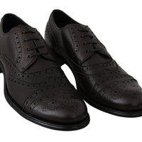 Dolce & Gabbana Elegant Mens Leather Derby Dress Shoes