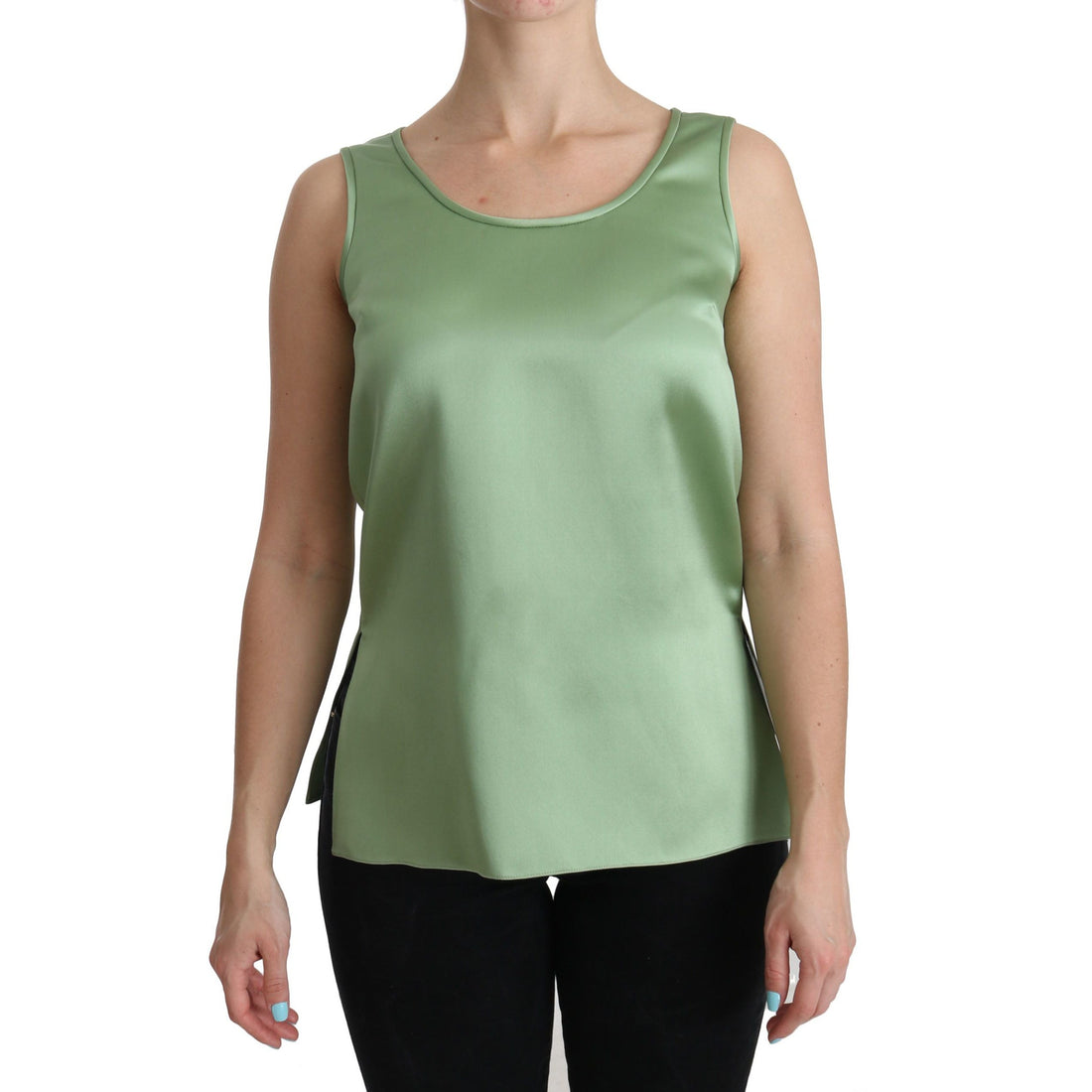 Dolce & Gabbana Elegant Silk Sleeveless Top in Light Mint Green