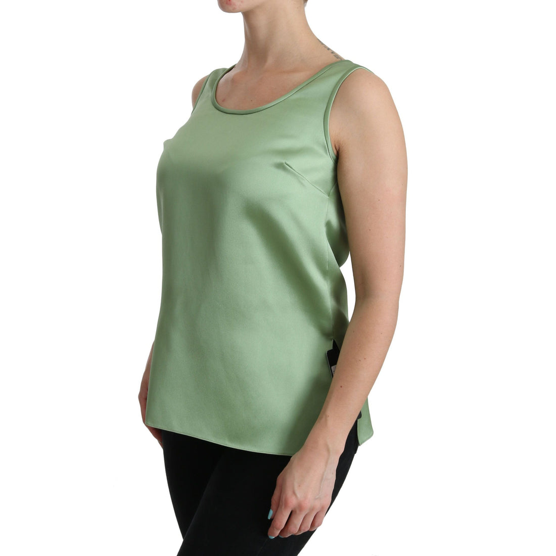 Dolce & Gabbana Elegant Silk Sleeveless Top in Light Mint Green