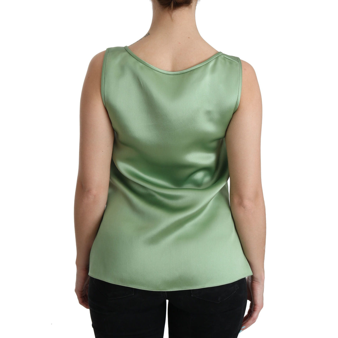 Dolce & Gabbana Elegant Silk Sleeveless Top in Light Mint Green