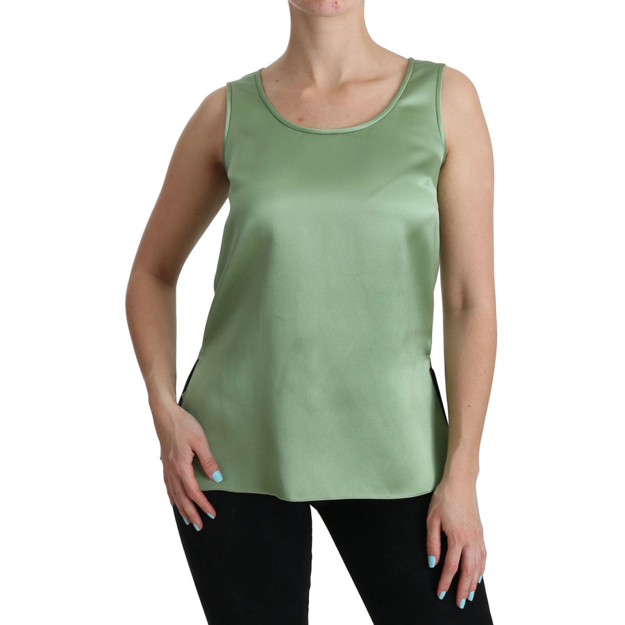 Dolce & Gabbana Elegant Silk Sleeveless Top in Light Mint Green