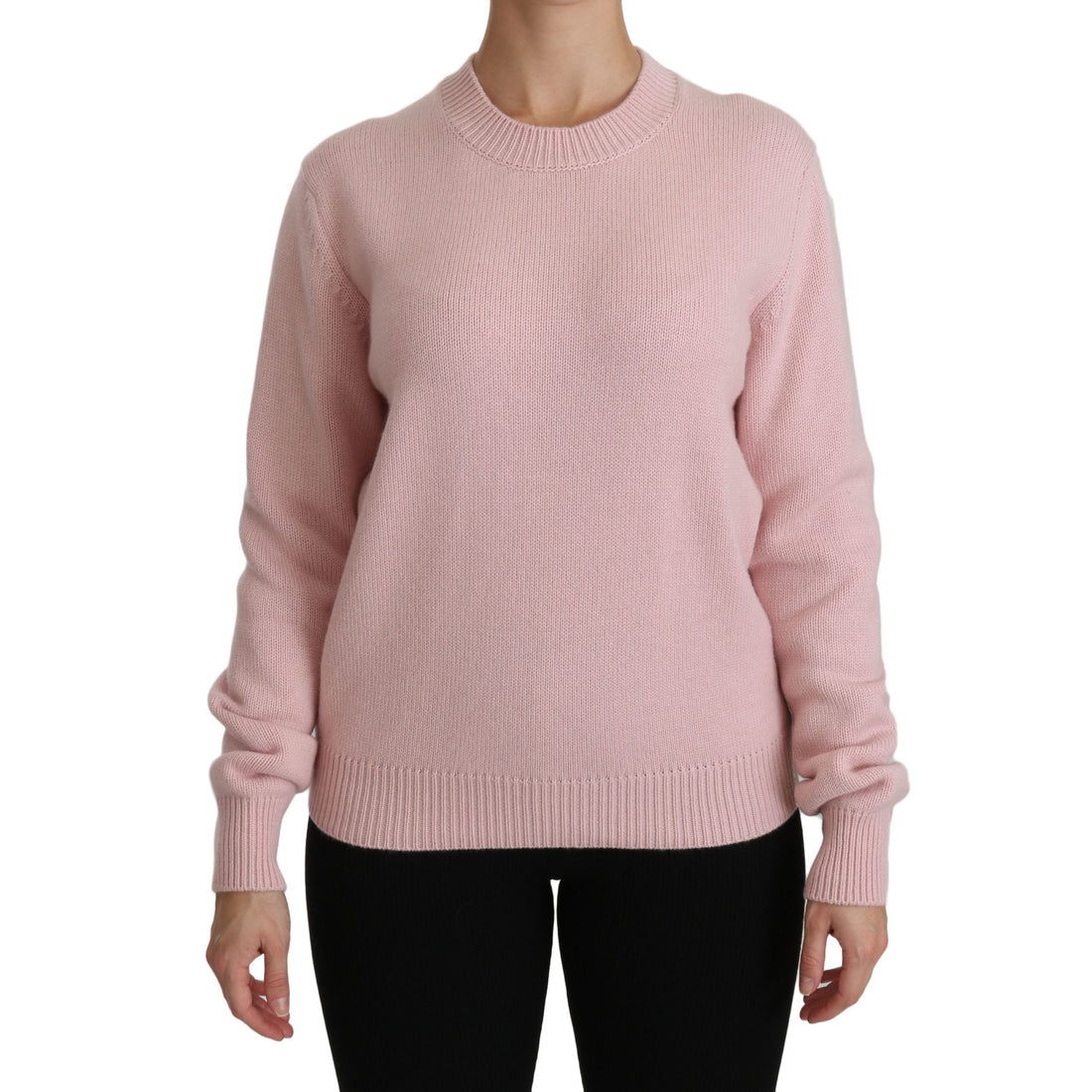 Dolce & Gabbana Cashmere-Blend Pink Crew Neck Sweater