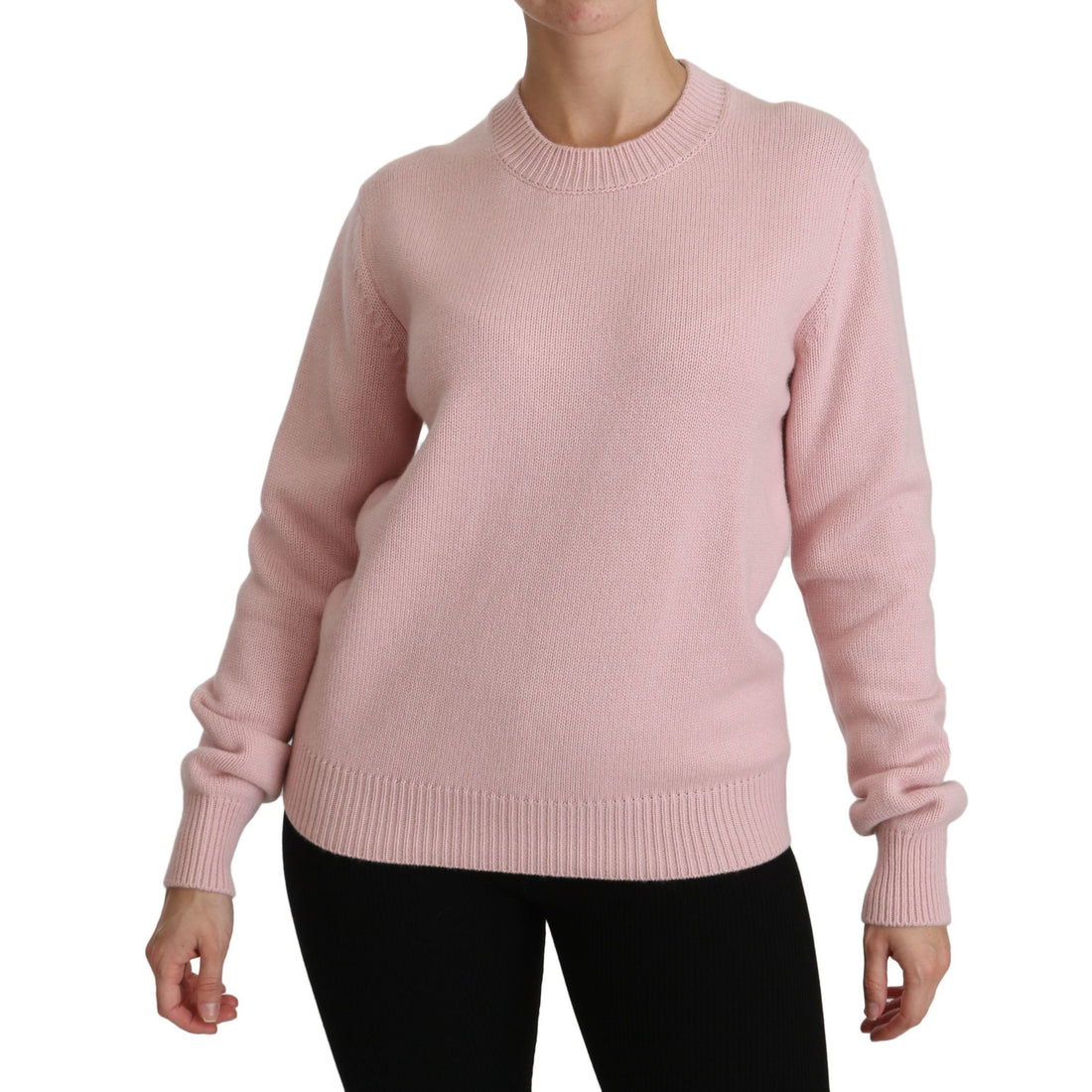 Dolce & Gabbana Cashmere-Blend Pink Crew Neck Sweater