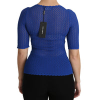 Dolce & Gabbana Elegant Blue Sheer Blouse