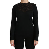 Dolce & Gabbana Elegant Silk-Blend Black Lace Blouse